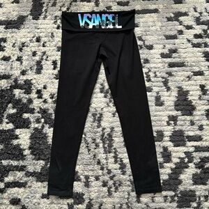 Victoria’s Secret Black Palm Tree LA Fold Over Leggings M